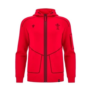 RUGBY WALES – SWEATSHIRT HOODIE TRAVEL TECH RED - MACRON - Season 2025/26 - Picture 1 of 5