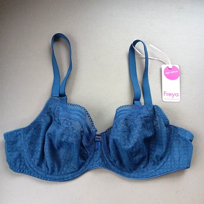 NEW Freya Viva 36D Blue Lace Underwire Side Support Bra AA5641 Romantic Retro - Image 1 of 4