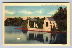 Postal de recuerdo vintage de Emporia KS-Kansas, Lake In Peter Pan Park - Imagen 1 de 2