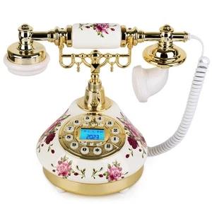 Phone Retro Phone Antique Telephone with Push Button Old Fashioned Landline Tele - Picture 1 of 7