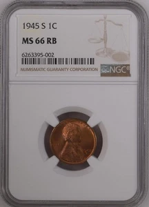 1945-S 1C RB Lincoln Wheat One Cent NGC MS66RB 6263395-002 - Picture 1 of 2