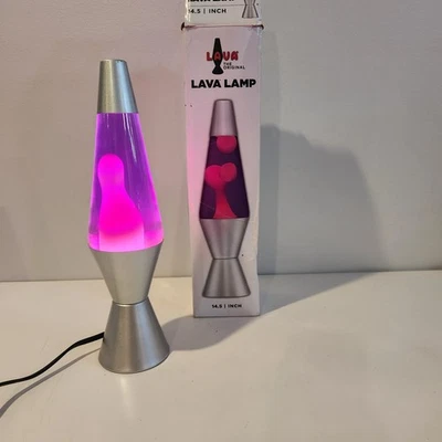 Lava Lamp 14.5" Tall Classic Silver Base Pink Purple Liquid - Image 1 of 4