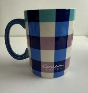 Taza de café Caribou 2023 14 OZ Buffalo a cuadros azul púrpura verde azulado  - Imagen 1 de 6
