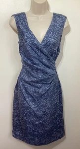 Inwear Blue Leopard Print Pure Silk Wrap Dress 12 Wedding Formal Cocktail Cruise - Picture 1 of 7