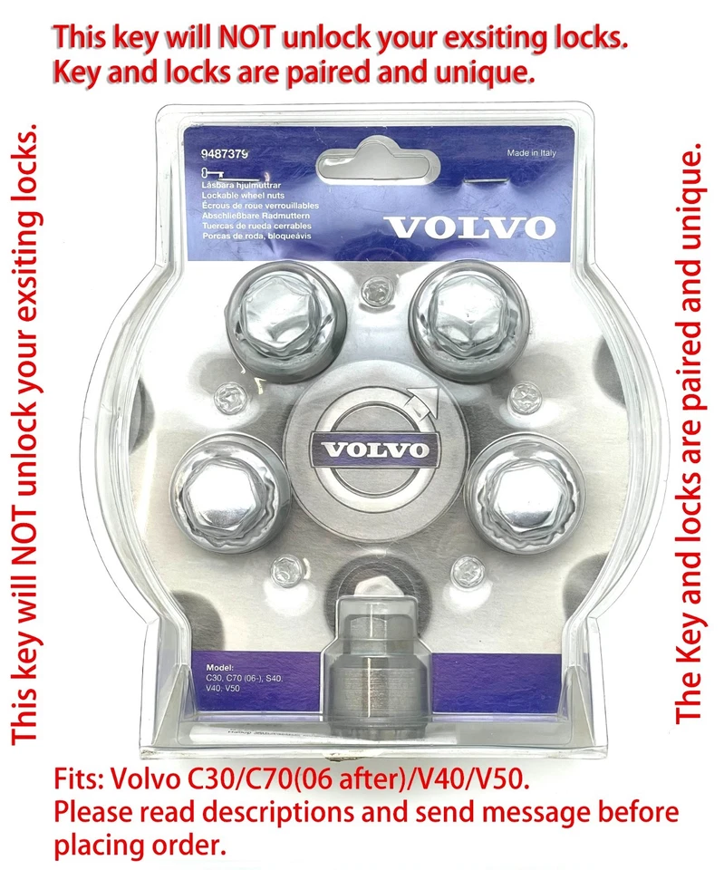 Genuine Volvo Wheel Lock Kit, With Chromed Nut Caps. C30, C70, S40, V40, V50 - Image 1 of 4