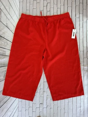 Nuevo con etiquetas Pantalones Anchos Dkny Talla Grande 1X Rojo Lino Cordón Foto 1 de 4