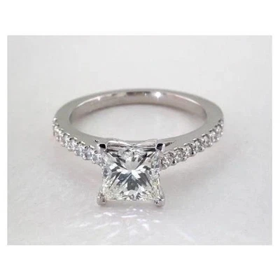 1.55 克拉公主切割实验室钻石周年纪念戒指 14k 白金 8 码 — 第 1/4 张图片