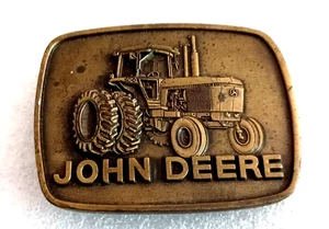 Vtg John Deere Farm Tractor Advertising Brass Belt Buckle MCM 1977 - Picture 1 of 3