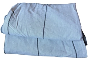 2 King Sham Set Streifen mit verblasstem blauem Chambray Rücken ~ Herz & Hand mit Magnolie - Bild 1 von 4