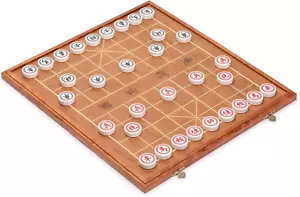 Chinese Chess (Xiangqi) Set with Folding Rosewood Veneer Board (16.3-Inch) and A - Picture 1 of 7