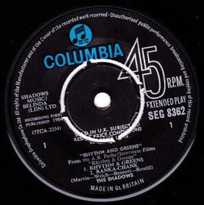 SHADOWS IMPORT 45 RPM EP - Columbia SEG-8362 Rhythm and Greens - Picture 1 of 1