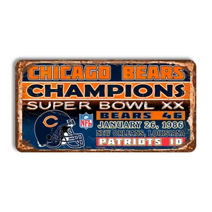 Letrero de metal Chicago Bears de colección Chicago Bears Super Bowl 1985 1986 Bears - Imagen 1 de 10
