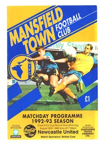 Mansfield Town v Newcastle United 1992-1993 League Cup 25/08/1992 - Picture 1 of 1