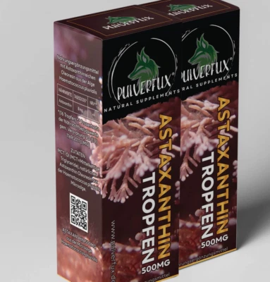 Pulverfux Astaxanthin Tropfen 500mg 2x 30ml 2.000 Tropfen ohne Zusatzstoffe !⭐