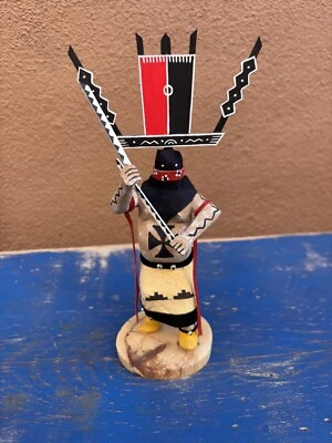 Mescalero Apache Spirit Dancer Kachina Doll Black Red Signed q9 - Image 1 of 4