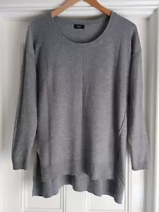 F&F Ladies Grey Jumper Top Split Sides Size 12 - Picture 1 of 5