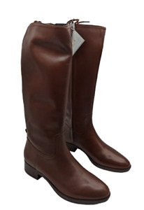 Geox womens riding boots d felicity a leather brown zip up uk size 6.5 new