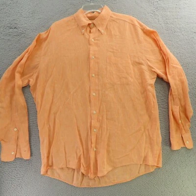 Bills Khakis Shirt Men Large Pink Peach Linen Long Sleeve Button Up Pocket - Image 1 of 4