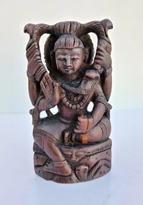 Antigua Antigua Rara Hermosa Figura Estatua de Madera Tallada a Mano Dios Hindú Shiva Shiv - Imagen 1 de 8