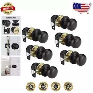 Quality Matte Black Passage Door Knobs - 6 Pack, Ambient and Functional Design - Picture 1 of 9