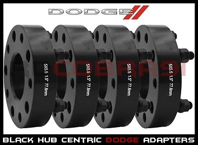 Separadores de rueda centrados en el buje de 1,5" negros Dodge Ram 5x5,5 77,8 mm H.B 9/16 tuercas Foto 1 de 4