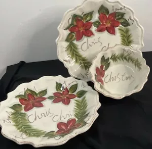 Linens & Things Botanical Christmas 2 Plates & Bowl - Picture 1 of 7