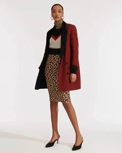 Abrigo mujer VERONICA BEARD talla 8 rojo negro pata de gallo cachemir SENNA NUEVO CON ETIQUETAS - Imagen 1 de 11
