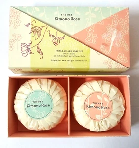 NIB Thymes Kimono Rose Triple Milled Soap Set of Two Hand Soaps 3.5 Ounces Each - Picture 1 of 8