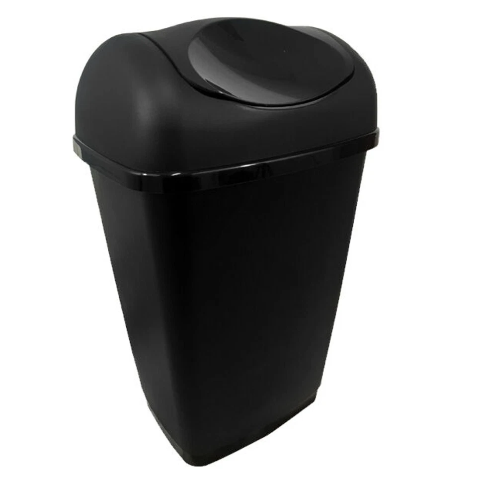 50 LITRE SWING TOP BIN BLACK CREAM SILVER RUBBISH BIN KITCHEN HOME BATHROOM - Image 1 of 1