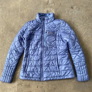 Patagonia Jacke Damen S Small blau durchgehender Reißverschluss Taschen gesteppt wattiert Logo EUc - Bild 1 von 11