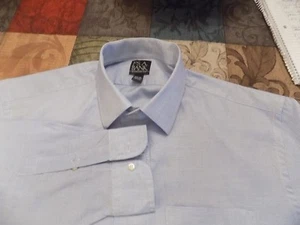 JOS A BANK SHIRT TINY BLUE & WHITE CHECK SIZE 16.5/36 DRESS/CASUAL - Picture 1 of 5