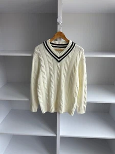 Maglione donna beige vintage GU giapponese lavorato a maglia con cavi taglia L - Foto 1 di 10