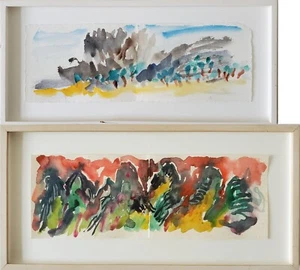 Gemälde Aquarelle Abstrahiert Landschaften Gebirge Schweiz Nachlass - Bild 1 von 15
