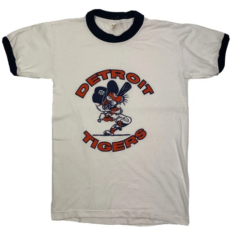 Vintage 70s 80s Detroit Tigers Ringer Tee MLB Sportswear T-shirt Cover