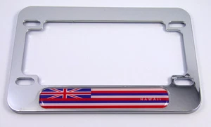 Hawaii flag Motorcycle Bike ABS Chrome Plated License Plate Frame Hawaiian - Imagen 1 de 2