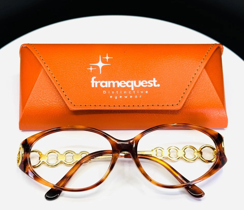 VTG LOOKING GLASS 6102 AMBER Womens Tortoise Gold Oval Eyeglasses FRAMES ONLY - Image 1 of 4
