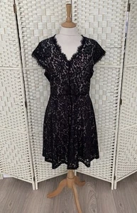 H&M Black & Pink Lace Dress Size Medium / 12 - Picture 1 of 6
