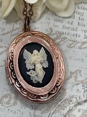 Nuevo Medallón Collar Colgante Boda Oro Rosa Latón Ángel Guardián Regalo Cumpleaños Foto 1 de 4