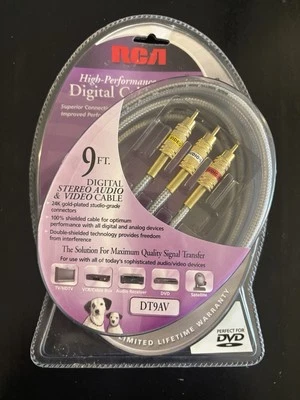 RCA High Performance Digital Audio Video Cable New Sealed 9ft 24kt Gold Plated - Image 1 of 4