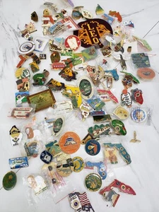 HUGE Vintage Lot 90 Lions Club Pins 1970's - 1990's Mixed States Deaf Lioness - Picture 1 of 20
