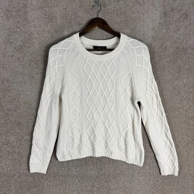 Suéter feminino Tahari pequeno gola redonda cashmere cabo malha pulôver macio - Imagem 1 de 4