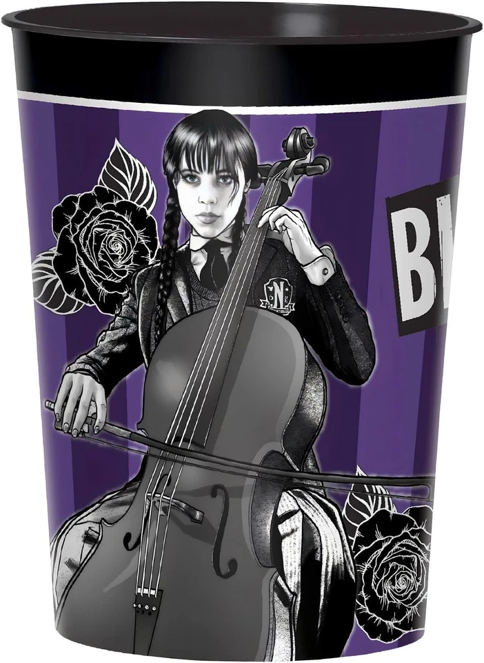 Wednesday Addams Family Halloween Birthday Party Favor 16 oz. Plastic Cup - Image 1 of 1