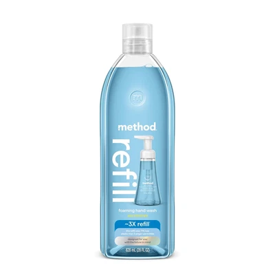 Method Foaming Refil de Sabonete para Mãos, Minerais Marinhos, Garrafa Reciclável, 28 Oz, (Pacote o - Imagem 1 de 4