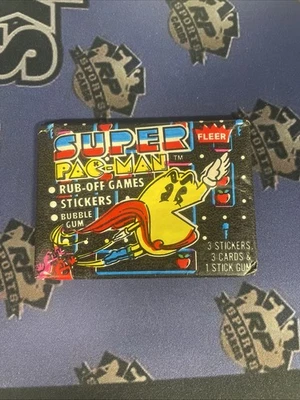 Paquete de tarjetas coleccionables Fleer vintage SUPER PAC-MAN 1982 (tarjetas y pegatinas) nuevo sellado Foto 1 de 2