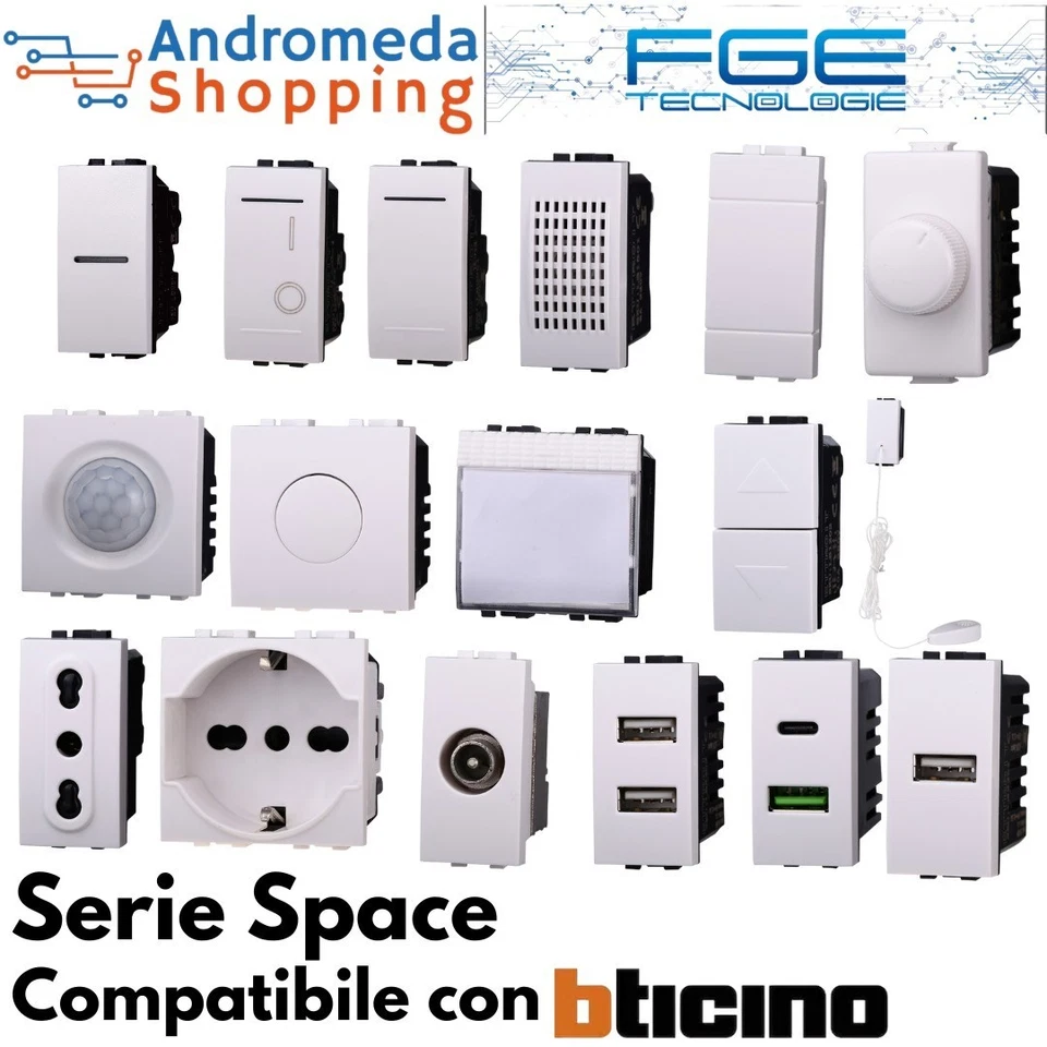 SERIE BTICINO FRUTTI LIVING INTERNATIONAL COMPATIBILE PRESA SCHUKO PULSANTE USB