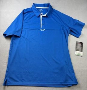 Oakley Polo Shirt Mens Large Blue Hydrolix Performance Golf Sea Island Logo New - Picture 1 of 11