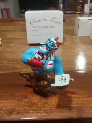 Adorno mágico navideño vintage años 90 Disney Grolier Aladdin Genie con caja Foto 1 de 4
