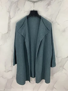 Oska Aqua Green Rippstrick Front Open Long Cardigan - Bild 1 von 18