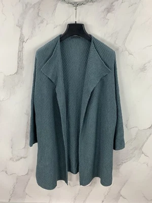 Oska Aqua Green Rippstrick Front Open Long Cardigan - Bild 1 von 4