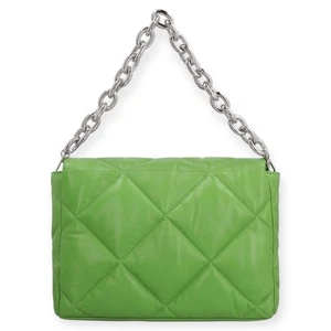 STAND STUDIO Vegan Lush Green Quilted Brynnie Bag + Silver Chain & Original Tags - Picture 1 of 22